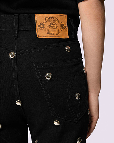 Unisex Stud Flare Jeans Black