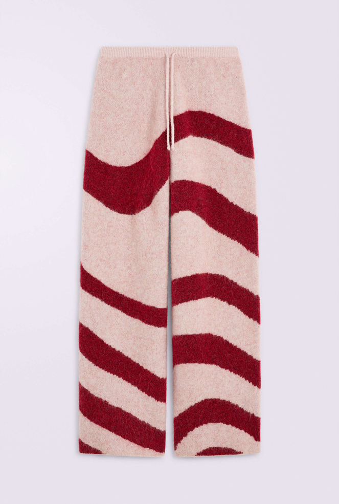 Unisex Candy Stripe Knit Trousers Red