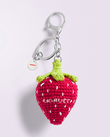 Strawberry Crochet Keychain Red