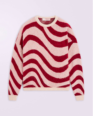 Unisex Candy Stripe Knit Jumper Red