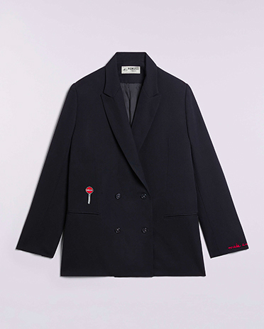 Double Breasted Patch Blazer Black