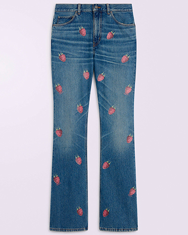 Unisex Raspberry Flare Jeans Mid Blue