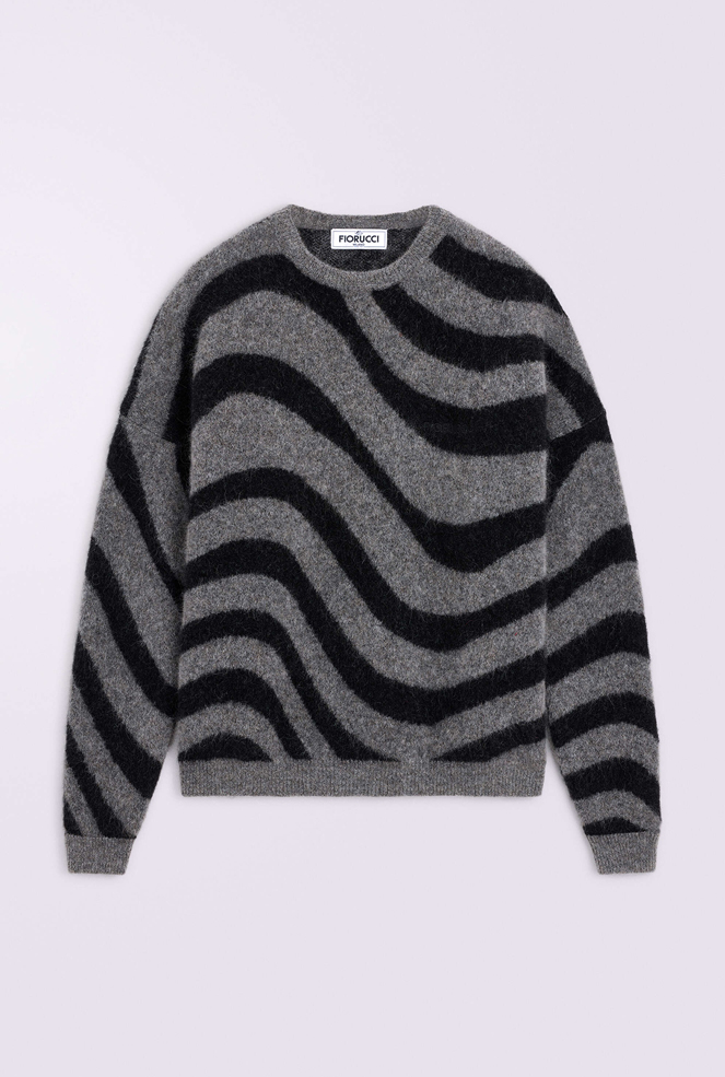 Unisex Candy Stripe Knit Jumper Black