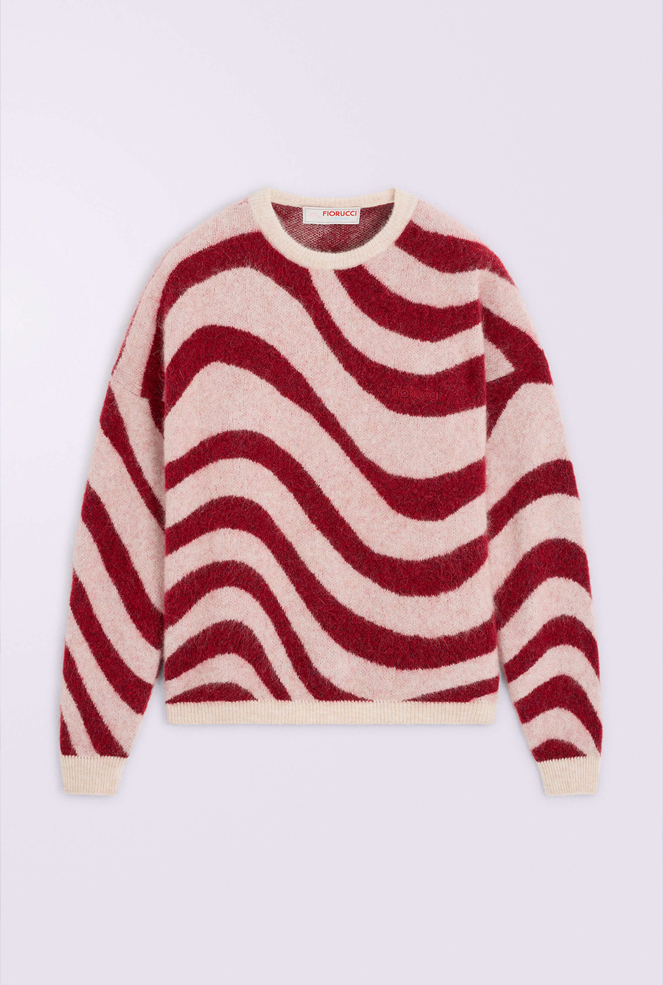 Unisex Candy Stripe Knit Jumper Red