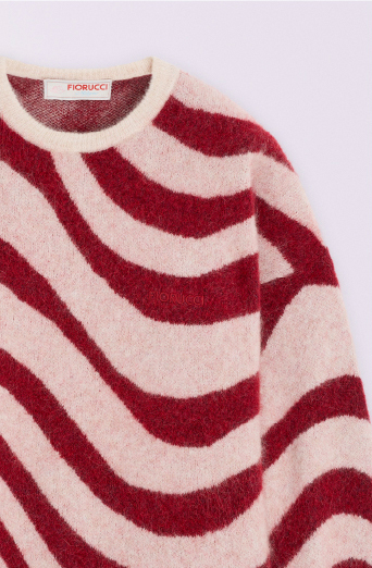 Unisex Candy Stripe Knit Jumper Red