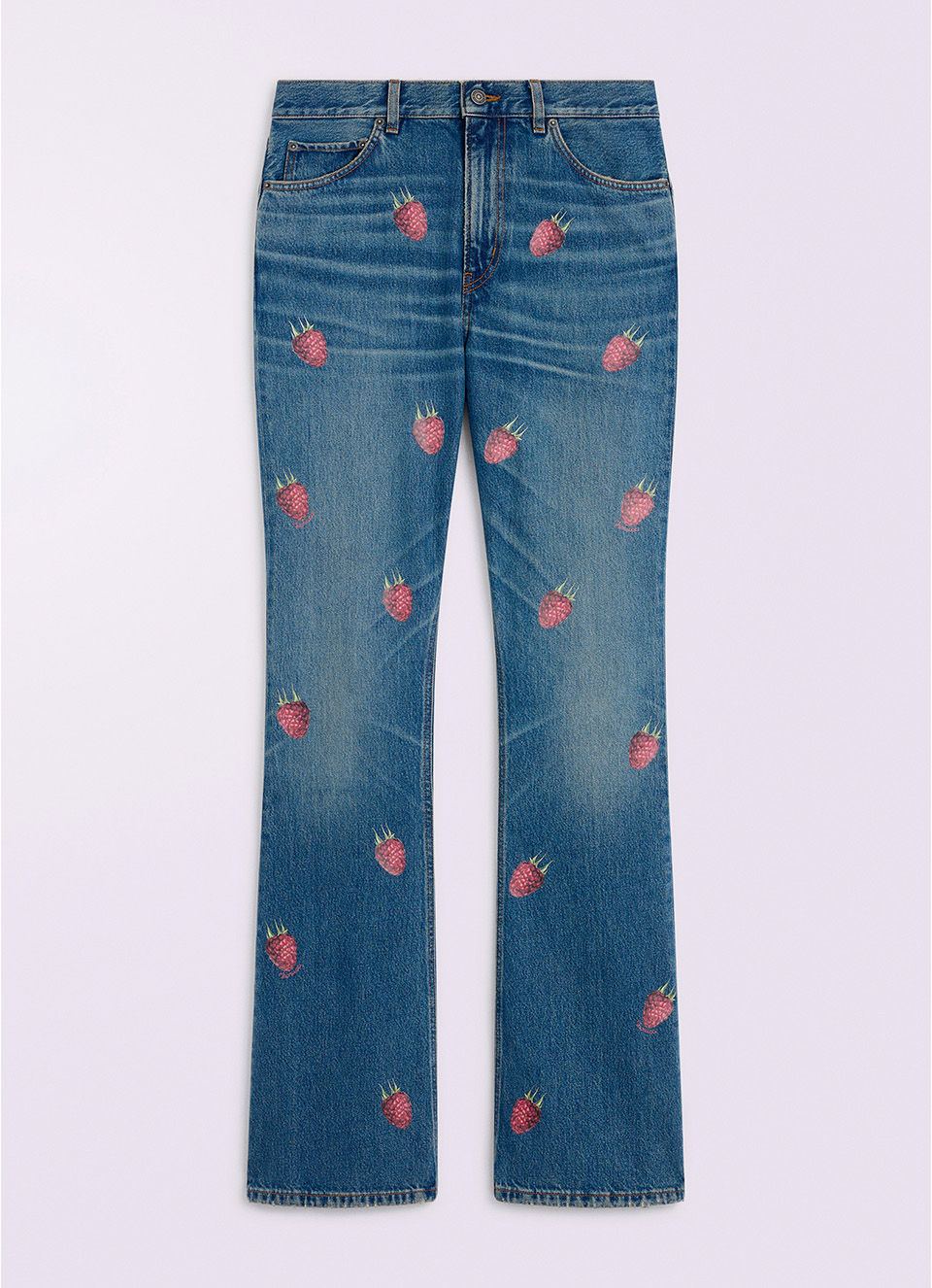 Unisex Raspberry Flare Jeans Mid Blue