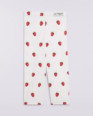 Raspberry Print Biker Shorts White