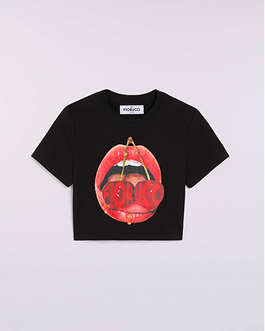 Cherry Mouth Graphic Baby T-Shirt Black